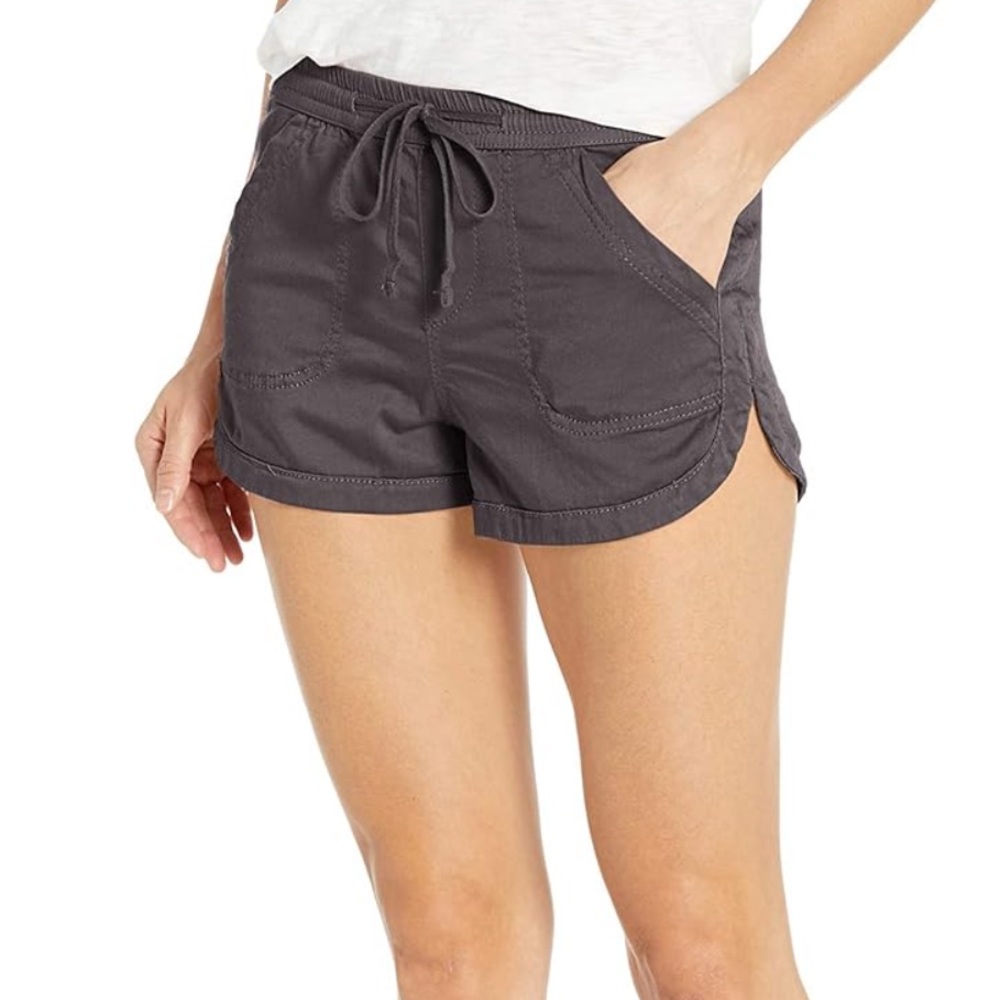 UNIONBAY Maribeth Anthracite Grey Micro Shorts Pocket Dolphin Hem Comfy Soft NWT